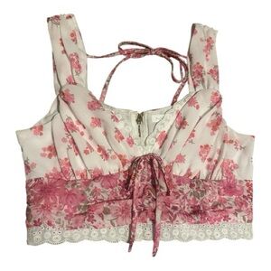 Altar'd State Pink Floral Crop Top, new